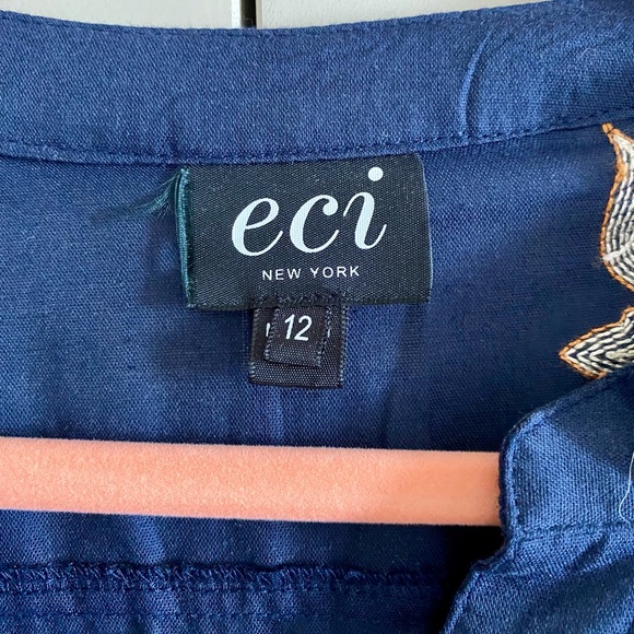 ECI New York Navy Blue Summer Dress with Floral Embroidery - Picture 5 of 6